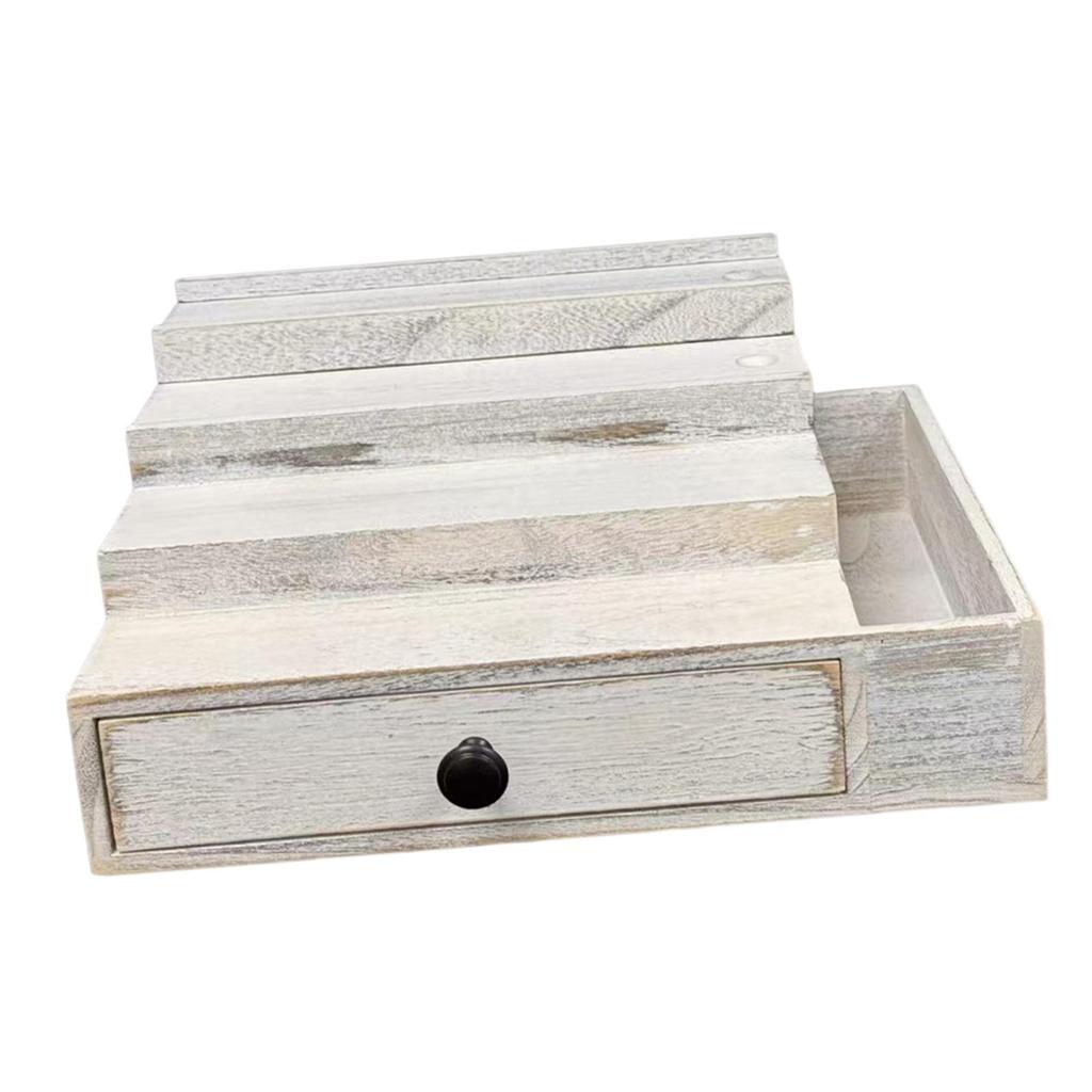 Organizzatore da Bancone Espositore per Profumi Scaffale in Legno con Cassetto in Velluto per Collezione di Trucchi e Gioielli