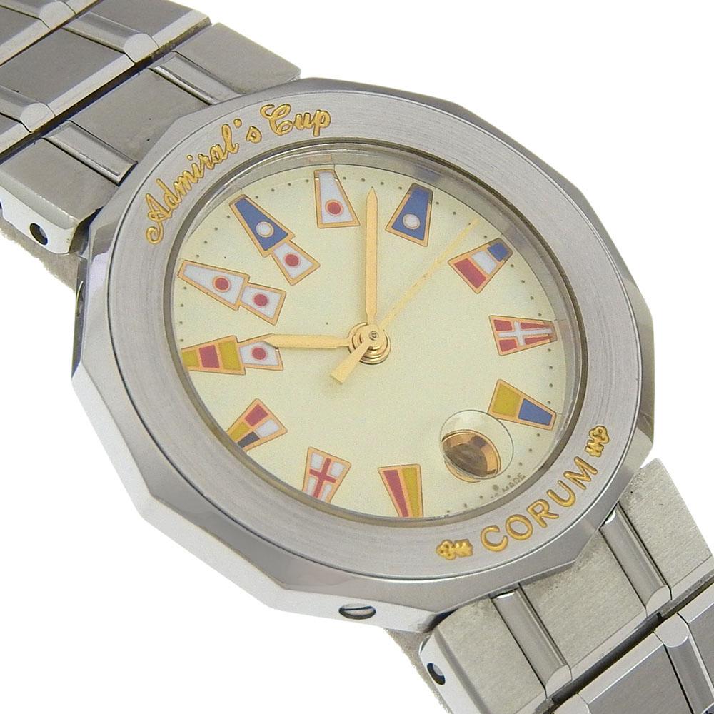 Corum Admirals Cup Watches 39.610.20 V-50 whiteDial Stainless Steel Quartz Analog Display Women Used