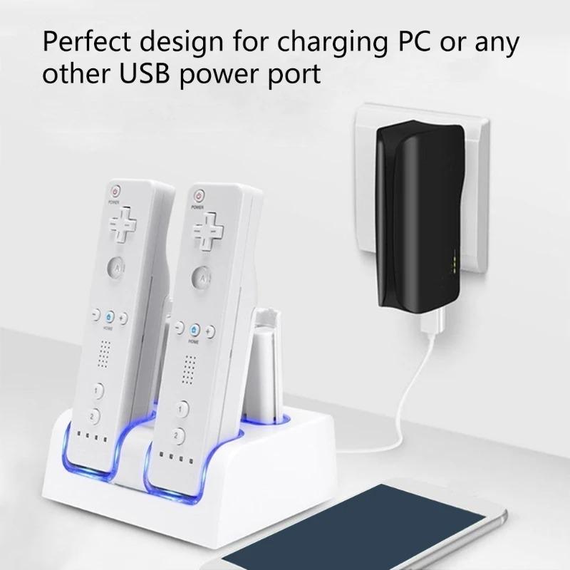 Dual Remote Charging Dock Station and 2 Rechargeable Batteries for Wii