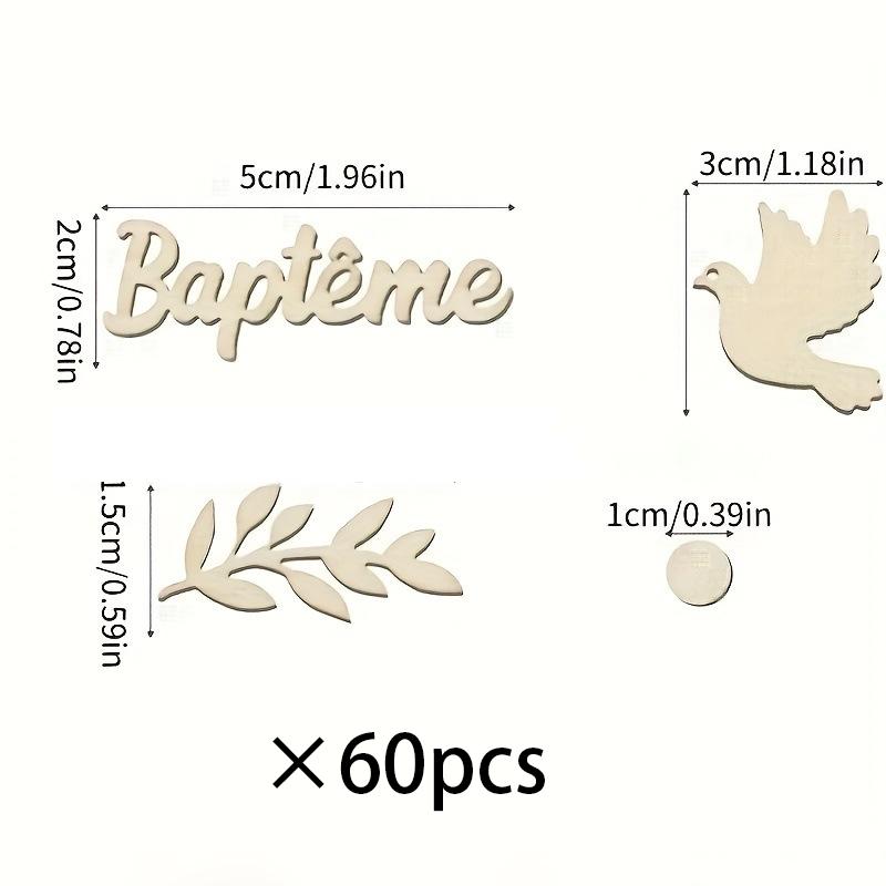 

60pcs Baptism Confetti Wooden Pigeon Shape Sage Party Accessory Christening Communion Party Decoration Festive Table Decoration
