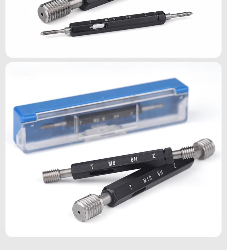 Metric 6H Thread Plug Gauge Go-No-Go Inspection Tool with Pointed Flat Head, M1-20