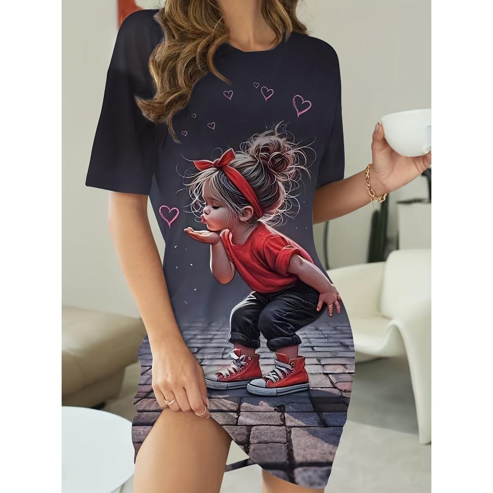 Милая женская футболка с принтом в форме сердца S