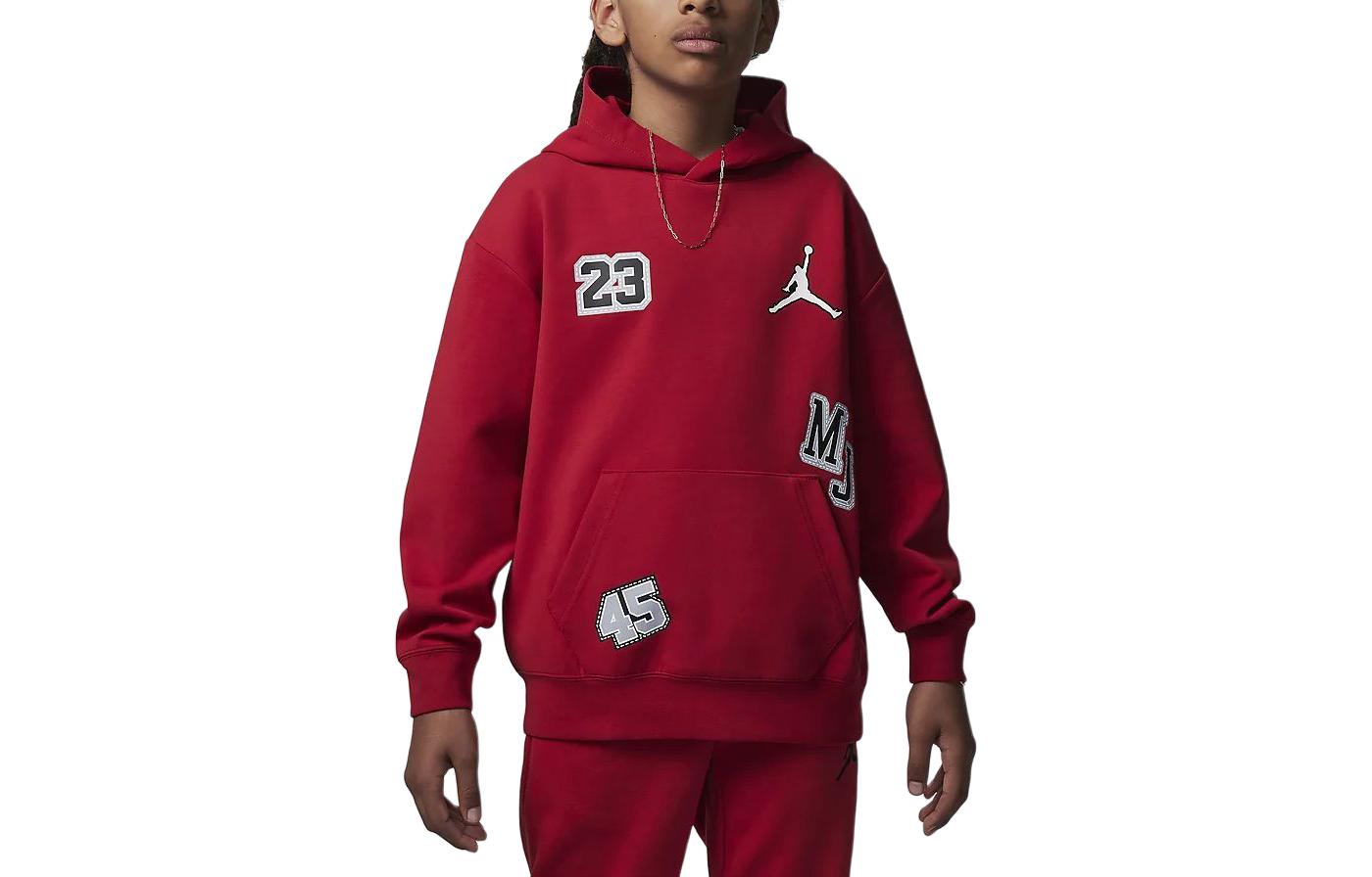 Jordan Sweatshirt Sneaker School Patch Red Kids HF2163-687 S