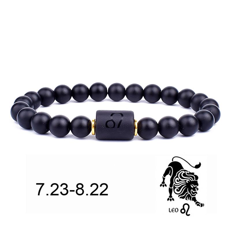 12 Constellation Bracelets Natural Black Onyx Bead Bracelet Star Sign Constellation Horoscope Couple Bracelet Friendship Jewelry