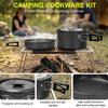 Camping Cookware Set 11pcs Mess Kit, Aluminum Non-Stick Pot and Pan Set, Backpacking Cookware