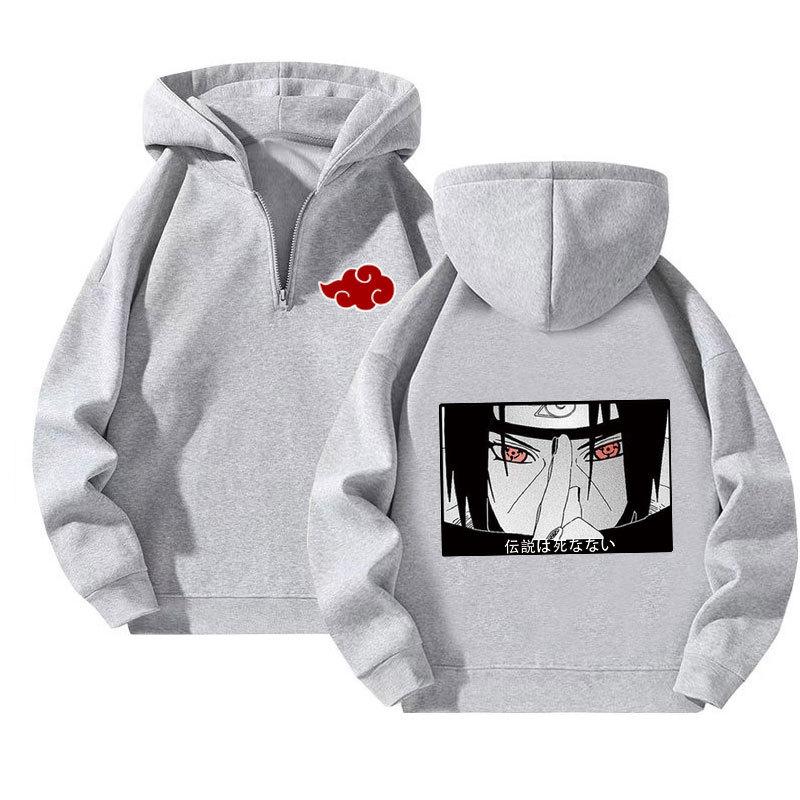 Naruto Anime Pulovr Mikina se čtvrtinovým zipem a kapucí Sportovní Outdoorová Mikina Ležérní Dlouhý Rukáv Pánské Oblečení Mikina Streetwear