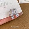 Silver Needle Zirconia Heart-Shaped Geometric Stud Earrings - Elegant and Fashionable Jewelry for Women