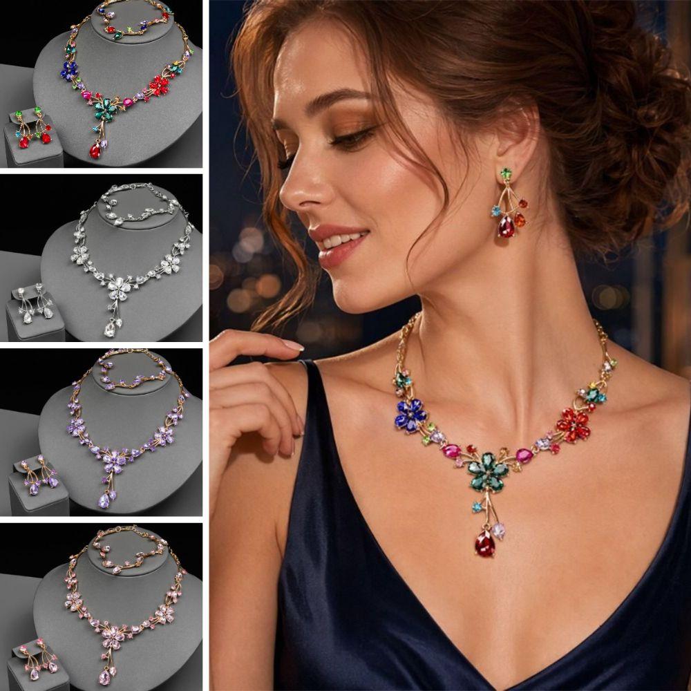 Sparkling Women's Rhinestone Jewelry Set Stud Earrings Bridal Crystal Jewelry Set Party Banquet