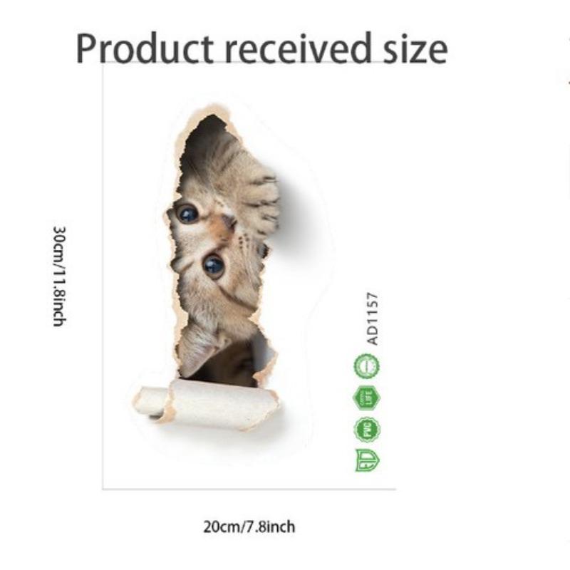 Creative Realistic Cute Cat Vision 3D Toilet Sticker Fun Animal Bathroom Toilet Lid Decor Self-adhesive PVC Waterproof Painting