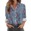 Women's Shirt With Floral Print Buttons, Long Sleeved Casual Regular Shirt Blouses Casual Plus Size Basic Tops