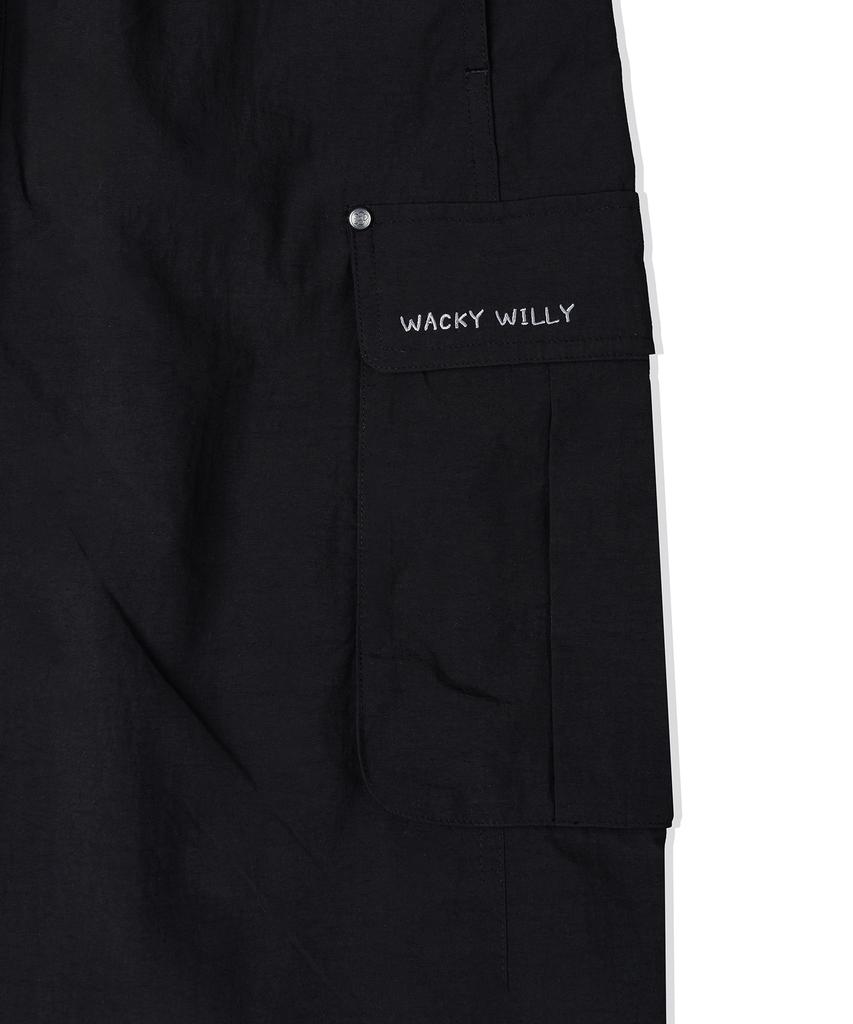WACKY WILLY Women'S Nylon Cargo Long Skirt Black