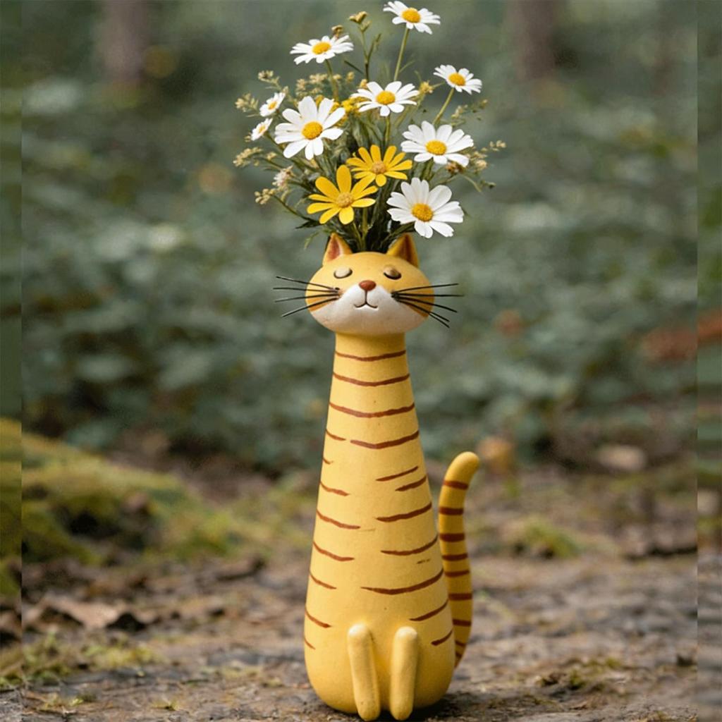 Cute cat shaped flower vase Long-Necked Cat Vase universal dried flowers vase A whimsical cat vase cat-themed decorative vase
