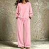 Women's Trendy Casual Neck Sweatshirt and Pants Set for Fall Winter, Comfortable Two Piece Outfit