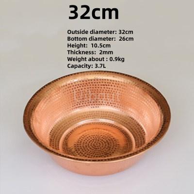 Elegant Handmade big Copper Basin Pure Thick Copper Pot Upscale Decorative Gift for Luxury Wash Basket round deep Cleaning basin