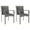319878 vidaXL Garden Chairs with Cushions 2 Pcs Woven Resin Grey