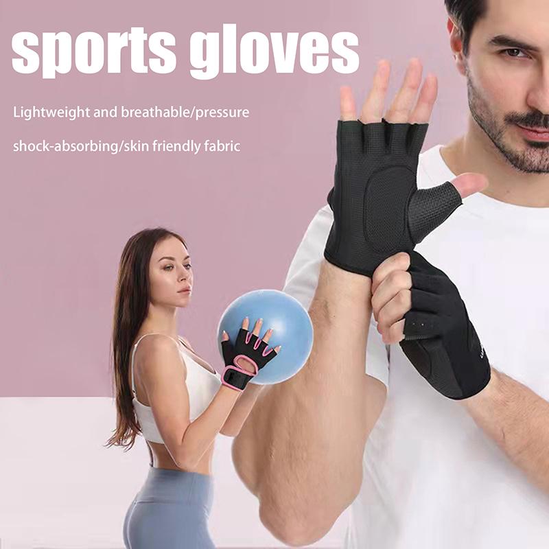 Half Finger Breathable Bodybuilding Training Silicone Palm Weightlifting Gloves Fitness Gloves Dumbbells Gloves Gym Mittens