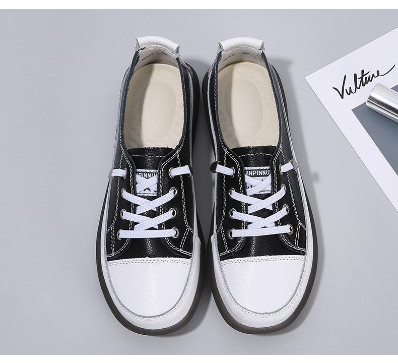 Fashion Women Genuine Leather Flats Roman Style Women Shoes White Loafers For Women Nurse Casual Flat Shoes Zapatos Mujer Sneakers Women