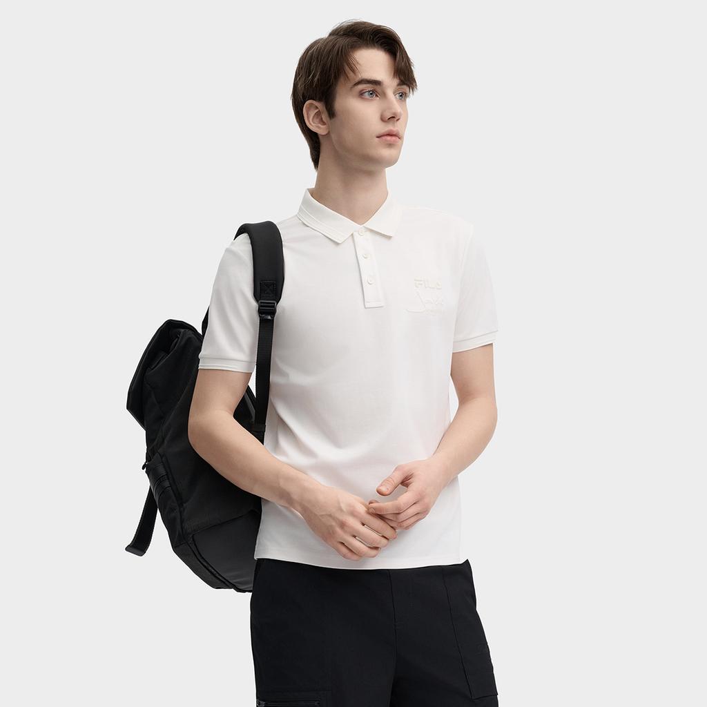 FILA Polo Shirts Men's Cloud White Polo Collar Moderate Straight Fit F11M438121FWT