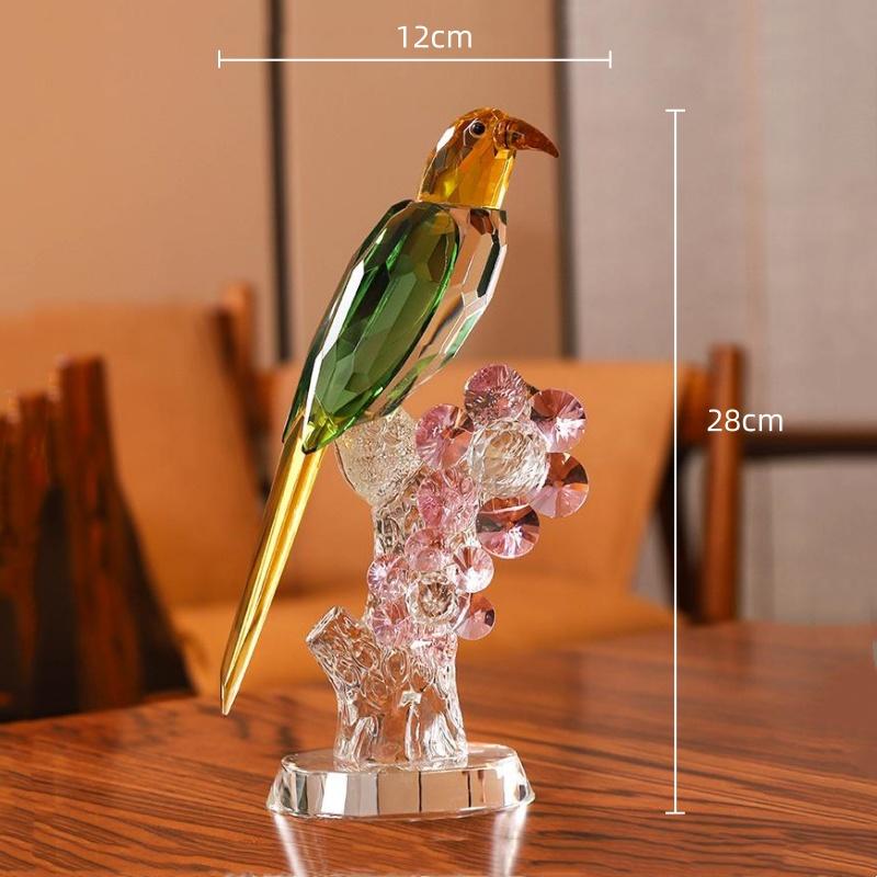 Crystal Bird Stained Glass Handicraft Crystal Psittacula Artificial Animal Sculpture Decorative Figurines Home Decoration