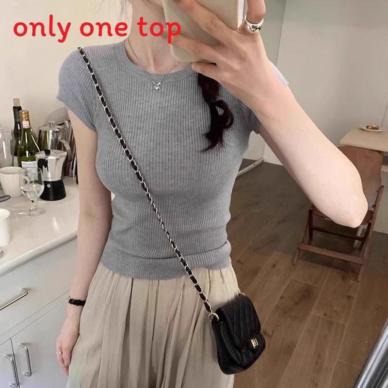 Dopamine Yellow Knit Ice Silk Short Sleeve Tshirt For Summer Casual Wear
