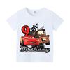 Summer Casual Cartoon Lightning McQueen Short Sleeve Tshirt Kawaii Anime Comfortable Fashion Clothes for Children Boys Girls