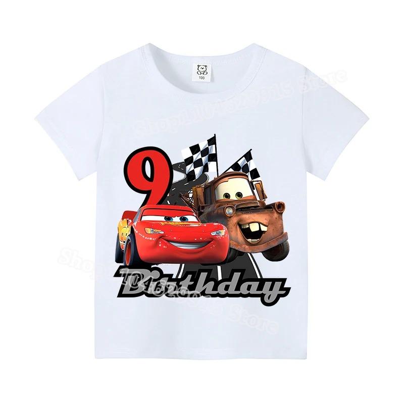 Summer Casual Cartoon Lightning McQueen Short Sleeve Tshirt Kawaii Anime Comfortable Fashion Clothes for Children Boys Girls