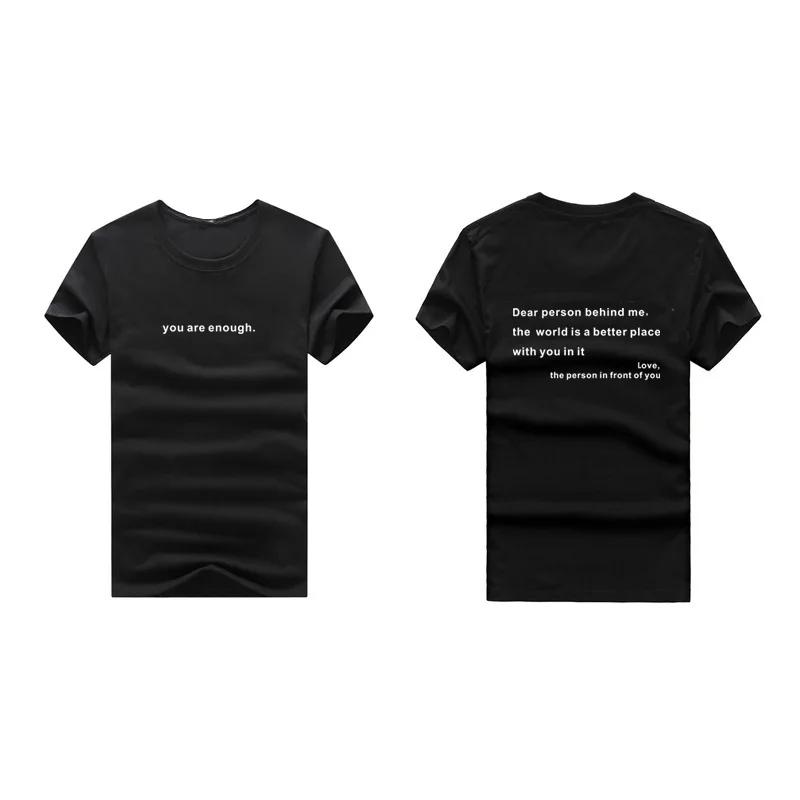 "You're enough" letter pattern print, Harajuku, simple and fashionable 100% cotton T-shirt for men