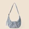 Underarm One-shoulder Crescent Bag Women's Summer All-in-one Drawstring Pleated Denim Bag