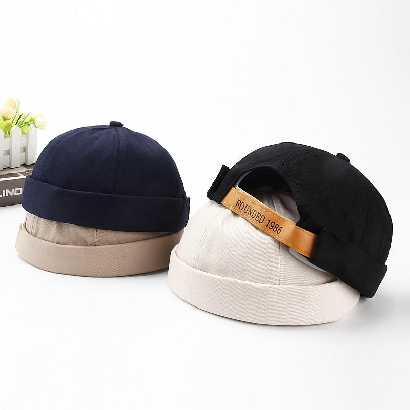 Men Women Brimless Skullcap Beanie Hat Autumn Winter Thin Landlord Cap Hip Hop Streetwear Docker Cap for Fashion Trendy