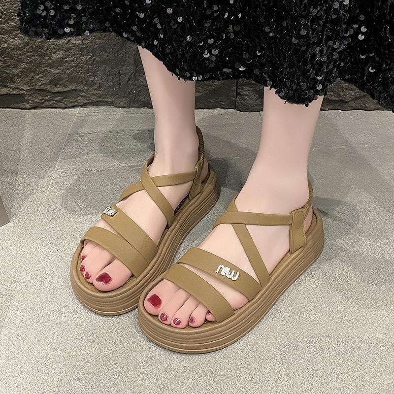 

Non-slip thick-soled Internet celebrity cool slippers women s summer new soft-soled versatile casual one-word slippers women s beach shoes v 40 хаки