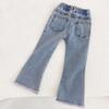 Toddler Baby Girls Jeans Casual Elastic Waisted Flare Pants Cute Sweet Denim Jeans Bell Bottom Trousers with Pocket 3-8Y