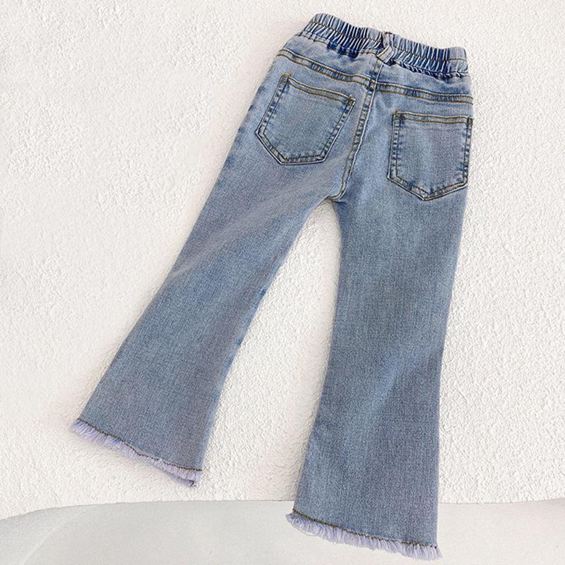 Toddler Baby Girls Jeans Casual Elastic Waisted Flare Pants Cute