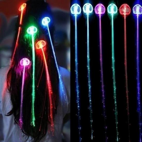 LED Light Up Braid Luminous Fiber Optic Hairpin Decor for Halloween Party