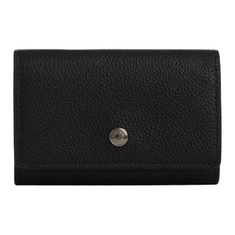 COACH 10 Silver Logo Snap Closure Smooth Leather Key Holder Large Men s Black black чёрный