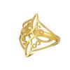 Simple And Elegant Titanium Steel Ring With Golden Curling Four-Sided Continuous Pattern Design Fashion Versatile Jewelry