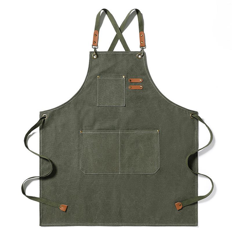 Waterproof Thickened Cotton Denim Apron - Oil and Stain Resistant, Solid Color Design for Household Kitchen Use