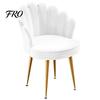 Living Room Accent Chair Velvet with Golden Metal Legs, Shell-shaped Backrest Vanity Armchair Armchair, Upholstered Guest for Home, Office