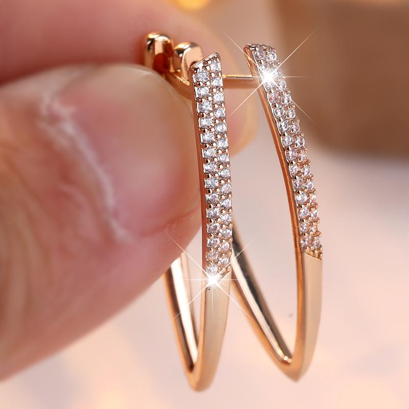 Fashion V Shaped Triangle Drop Earrings for Women Girls Crystal Zircon Jewelry Accessories