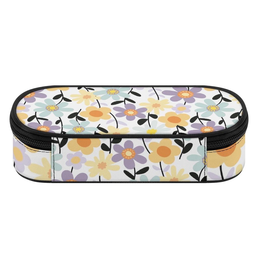 Pen Case Casual Spacious Storage 300D Polyester Smooth Zipper with Mesh Pocket Removable Divider and Pen Slots for Students