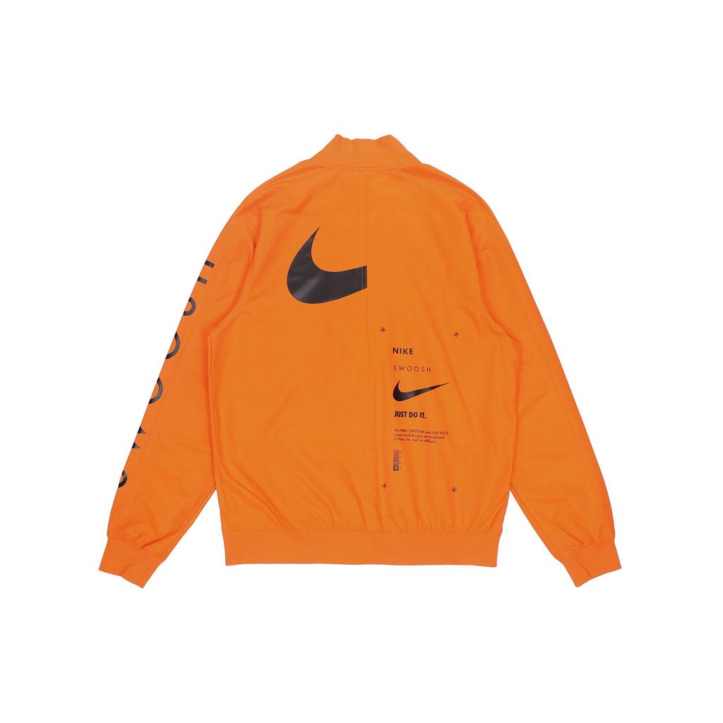 Nike Športové oblečenie Potlač loga Swoosh Baseballový golier Priliehavá bunda na zips Pánske vrchné oblečenie Oranžová DJ5368-801