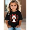 Europäische Größen Süßer und Niedlicher Entenaufdruck in Herzform, Rundhals-T-Shirt für Mädchen, Stilvoll und Bequem, Perfekt zum Spielen im Freien.