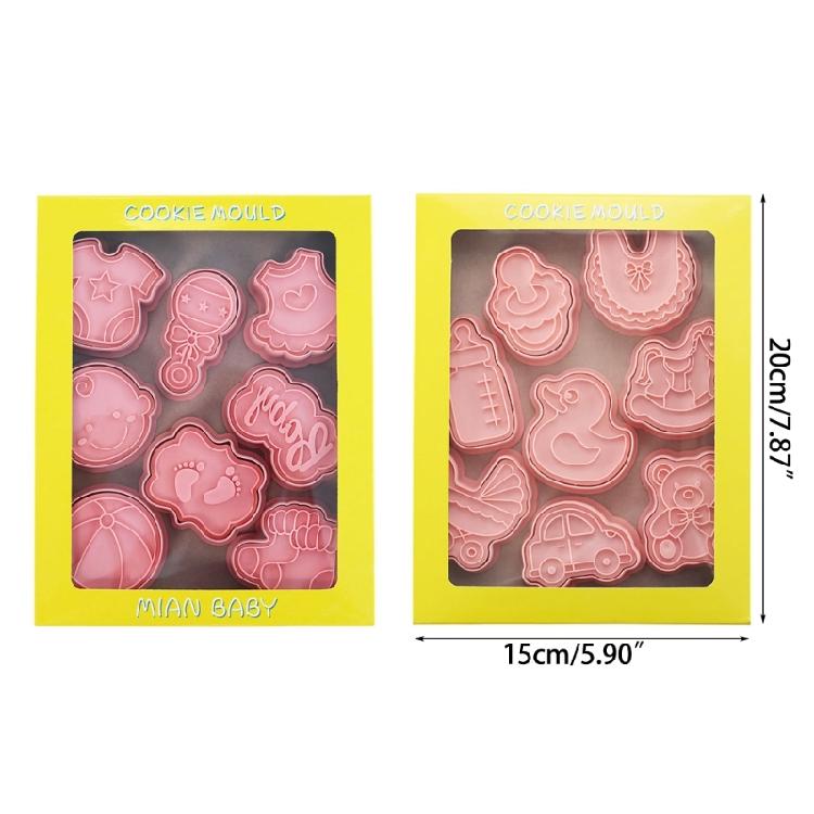 16PCS Babies Series Biscuit Moulds PP Material Push-type Frosting Cookie Molds