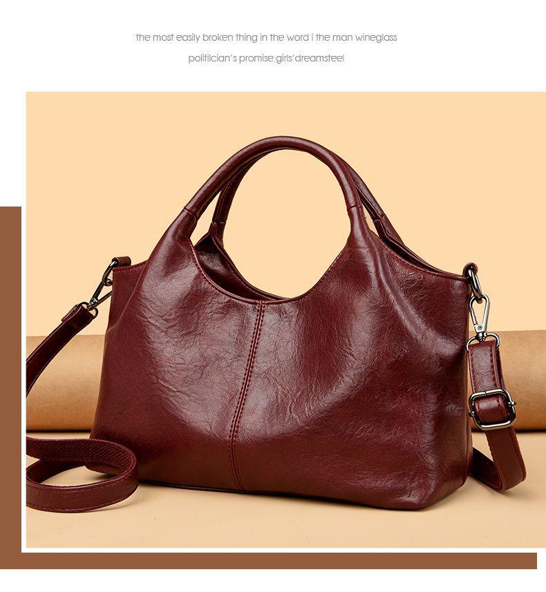 Bolso de Mano Grande de Moda para Mujer de Cuero Genuino, Bolso Versátil de Hombro y Cruzado, Cuero Suave para Mujeres de Mediana Edad, Nuevo Estilo.