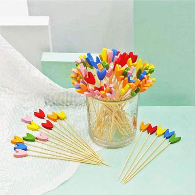 100 bastoncini di bambù usa e getta, stuzzicadenti lunghi da 4,72 pollici, multicolore, per antipasti di frutta, cocktail, dessert, decorazioni per feste