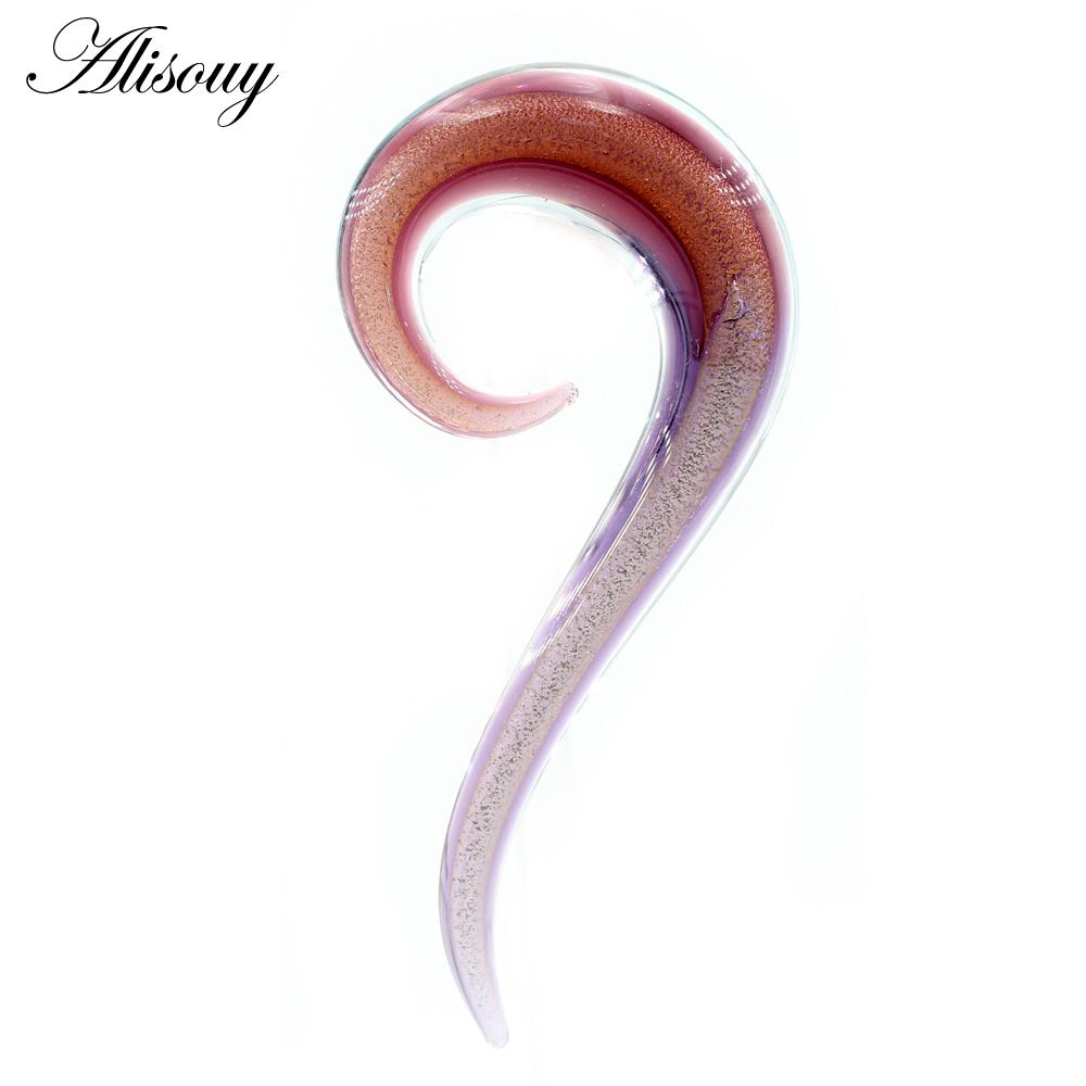 Alisouy 2PCS Red Glass Question Mark Ear Plugs Tunnels Spiral Taper Cartilage Earring Gauges Expander Stretcher Piercing Jewelry