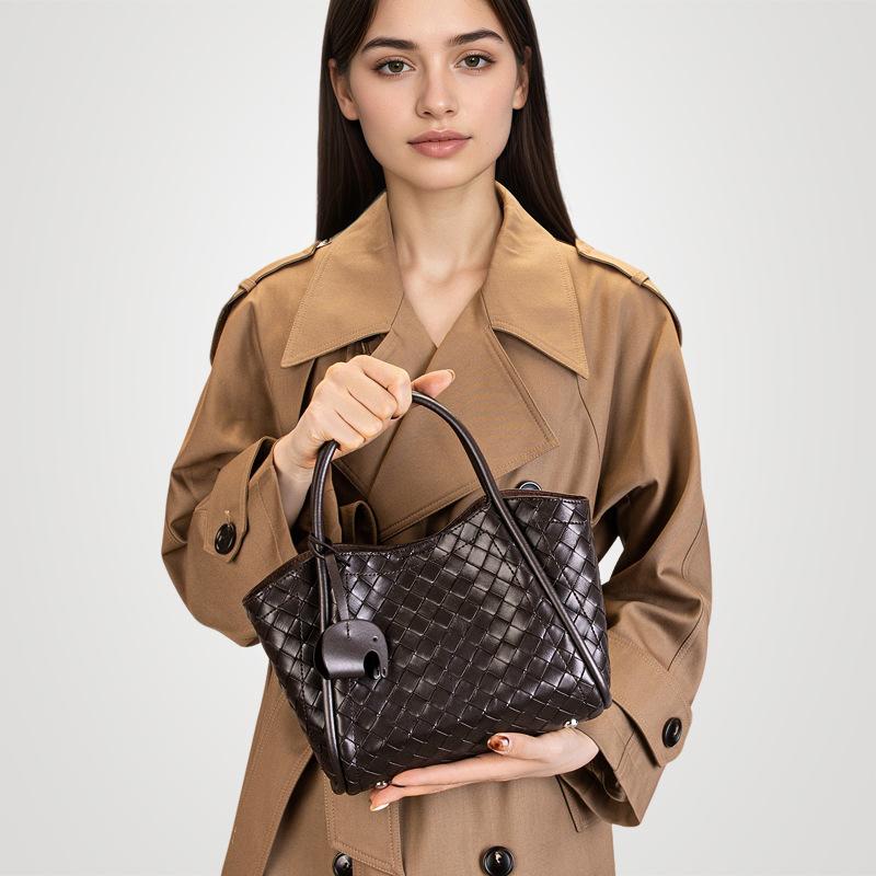 Leather Woven Pattern Tote Bag, Large Capacity, Versatile Hand-held Crossbody Women's Bag