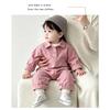 Infant Baby Pink Korean Style Workwear Long Sleeve One Piece Romper Outfit