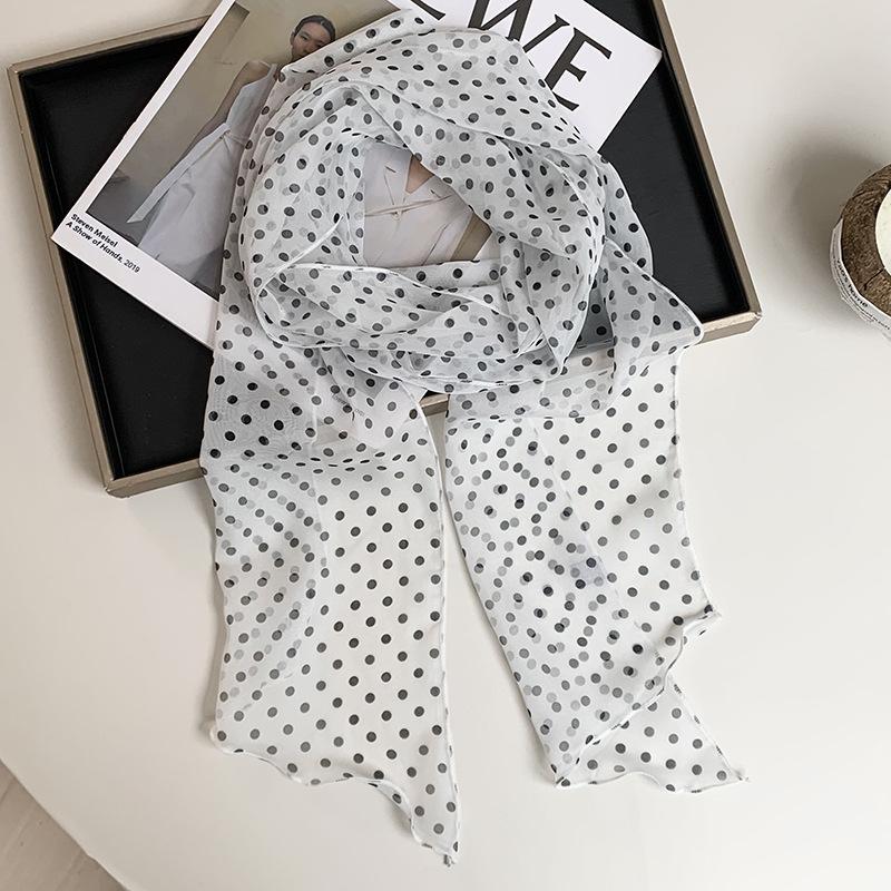 New silk scarf premium printing loose multi-purpose simple polka dot headband leopard print sweet cool streamer