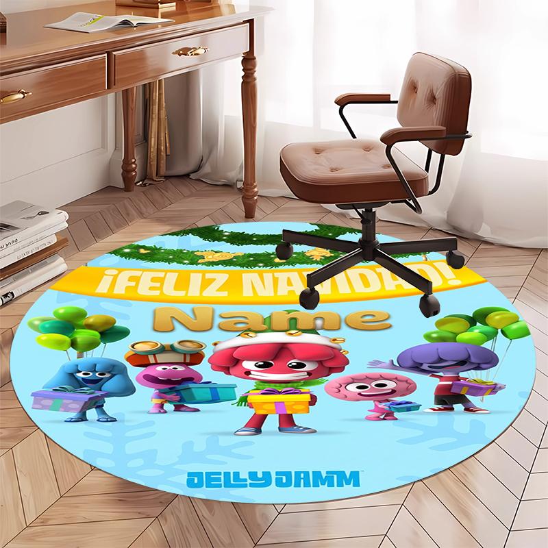 Custom Name Jelly Jamm Printed Round Rug Carpet Chair Rug Area Rug Entryway Doormats,for Office Chair Living Room Bedroom Kitchen Room.