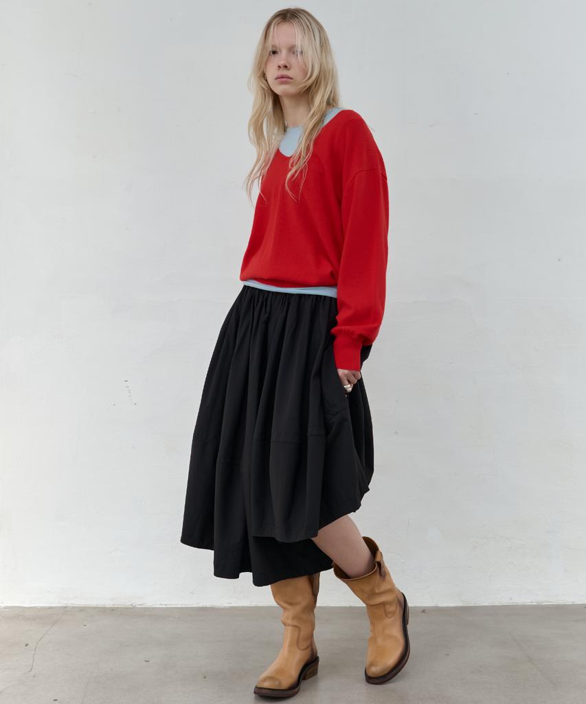 Seolan Unbalance Volume Pants_Black
